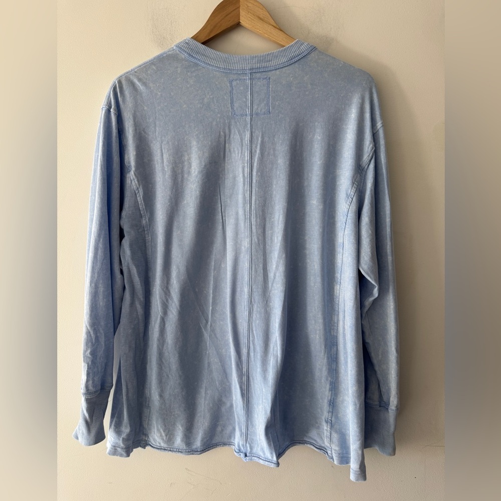 Aerie Blue Long Sleeve Oversized Long Sleeve Top Vintage Wash - Picture 3 of 4